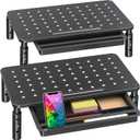 Zimilar 2 Pack Monitor Stand Riser with Drawer - 3 Height Adjustable Metal Monitor Stand with Unique Star Mesh for Computer Laptop Notebook Printer
