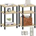 TUTOTAK Set of 2 End Table, Side Table, Nightstand, 3-Tier Storage Shelf, Couch Table for Small Space TB01BO0492 (Oak)