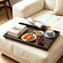 28 x 18.1 Inch Extra Large Wood Ottoman Tray Rectangle Wood Decorative Tray Serving Tray for Living Room Kitchen Table, Black Walnut Wood Storage Coffee Trays,Storage and Display of Bread Food Fruit