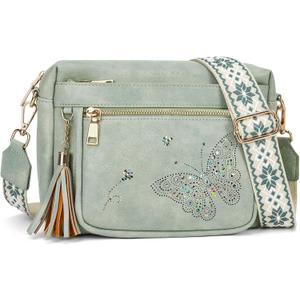 KITEVIUN Crossbody Bags for Women Trendy Leather Crossbody Purse Shoulder Handbags Butterfly Design