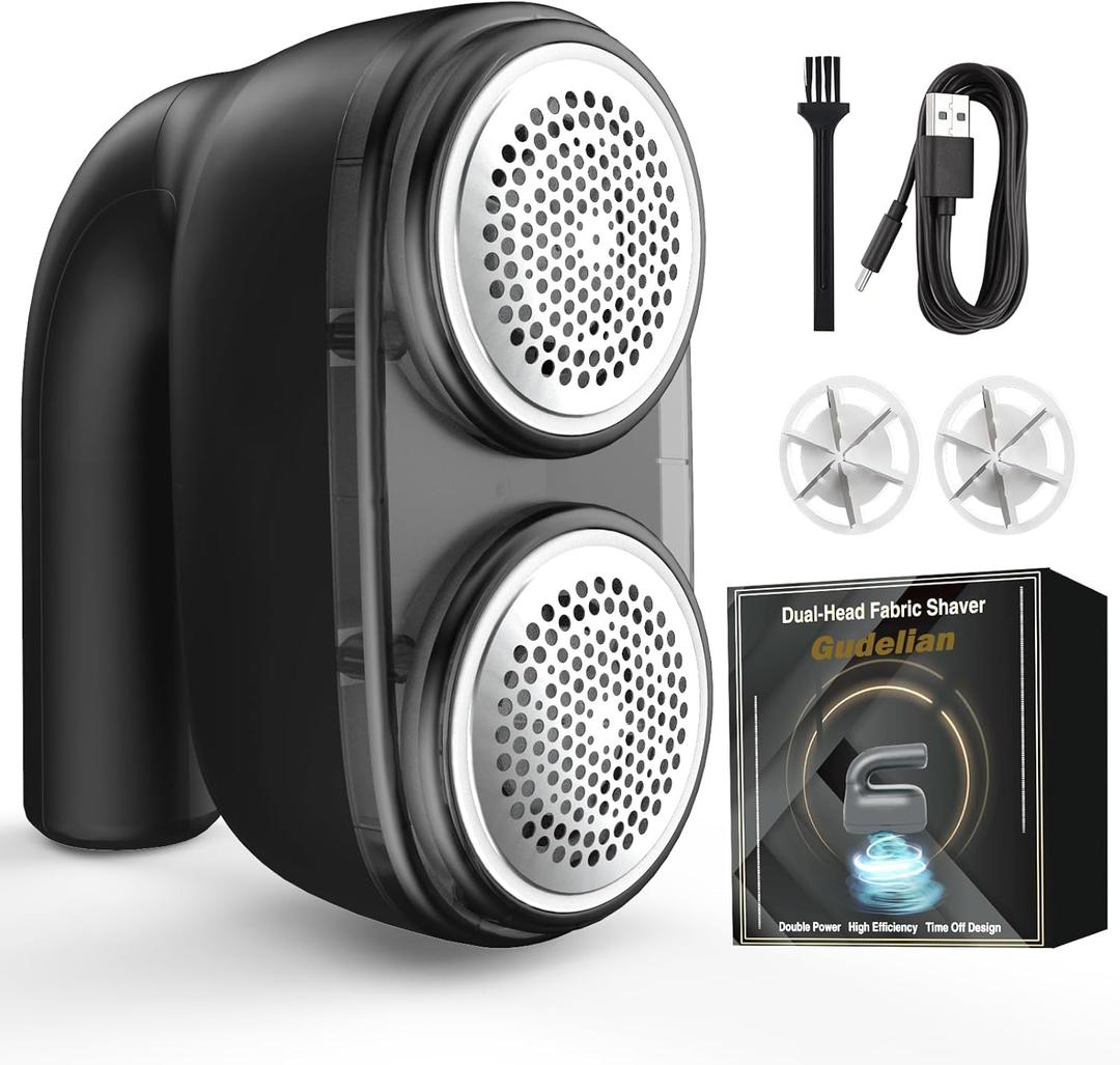 Electric Fabric Shaver and Lint Remover,Electric Sweater Shaver to Remove Pilling Fuzz Remover,Rechargeable Lint Shaver with 2 Replaceable Blades(Black Grey)