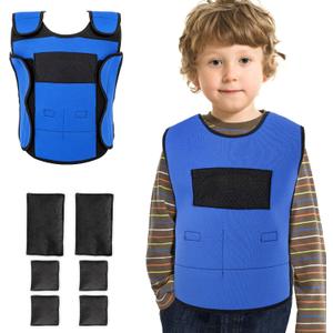 OUTREE Weighted Vest for Kids with Sensory Needs (Medium, Ages 5-7), Compression Vest for Kids with ADHD and Autism, Weighted Vest Including 6 Removable Weights, Breathable Mesh Design (Blue)