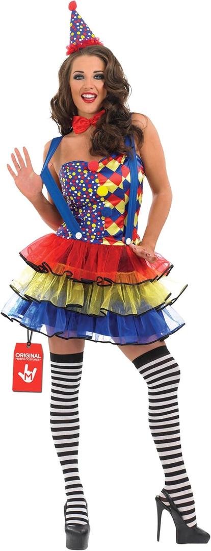 fun shack Clown Costume for Women, Colorful Clown Outfit, Fun Clown Attire for Parties and Events, Dress Up (Large, Blue)
