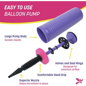 4 Pack Balloon Pump Hand Held, Inflator Air Pump for Balloons - 2Way Dual Action, 4 Pack: Friends can Help - Easy to Use, 100% Lifetime Satisfaction Guarantee - Sturdy Ballon Inflator Pump
