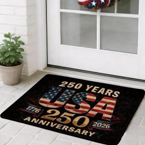 Patriotic American Door Mat - 250th Anniversary Vintage USA Design, Non-Slip Dirt Trapper Welcome Mat for Entryway, Front Porch, Bathroom, Office Decor (24x36 Inch)
