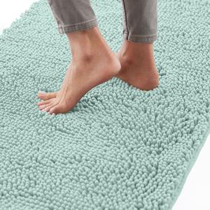 GORILLA GRIP Bath Rug Mat, Thick Soft Absorbent Chenille, Quick Dry Microfiber Mats, Rubber Backing Machine Washable Shower Floor Rugs, Bathmat Runner, Bathroom Home Decor Accessories, 24x17, Seablue