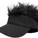 Men Visor Cap with Hair Fake Adjustable Novelty Spiked Wig Baseball Caps, Black
