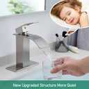VOTON Bathroom Faucets Brushed Nickel Waterfall Bathroom Sink Faucet Modern Single Handle Bathroom Faucet for 1 or 3 Holes with Deck Plate