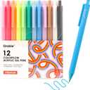 Grabie Acrylic Gel Pens, 0.6mm Fine Point Retractable Gel Pens for Journaling Note Taking, Pack of 12