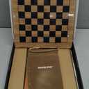 VAMSLOVE Wooden Chess Checkers Tic-Tac-Toe Game Set 11.5" x 11.5" Double-Sided 3 in 1 Board with 34 Chess Pieces - 2 Extra Queens - 24 Interlocking Checkers - Storage Bag - Instructions