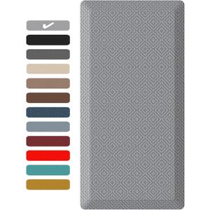 Ophanie Kitchen Mats for Floor, 3/4 inch Thick, 17x28 Anti Fatigue Cushioned Mat, Kitchen Rugs, Waterproof, Comfort Ergonomic Standing Mat for Office, Home, Sink, Grey Non-Slip Ridged Bottom