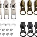 Meikeer 12-Piece Zipper Repair Kit - Black, Bronze & Silver Sliders for Metal, Plastic & Nylon Coil Jacket Zippers