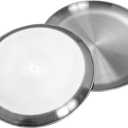 CAMBUY Stainless Steel Plates 10 inch Metal Lightweight Unbreakable Dinner Dishes Plates Set Non-Toxin Dishwasher Safe BPA Free and Healthy (4 Pcs)