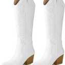 Arromic Cowboy Boots for Women Comfortable Womens Embroidered Western Cowgirl Knee High Boots Pointed Toe Zipper Chunky Heel Country Outfit Retro Tall Boots size 10