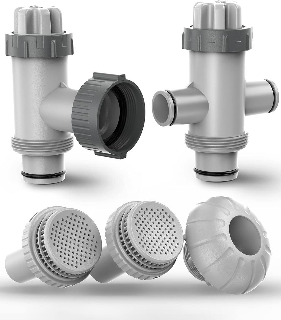 SUMMERBUDDY Above Ground Pool Parts Kit, Replacement Pool Pump Part with Split Plunger Valve, Plunger Valve, 1.5" Inlet Water Nozzle, 1.25" Outlet Strainer, Pool Hose Adapter
