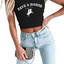 Women Western Cowgirl Tank Top Cowboy Country Music Outfit Rodeo Country Music Shirts Sexy Crop Top, M