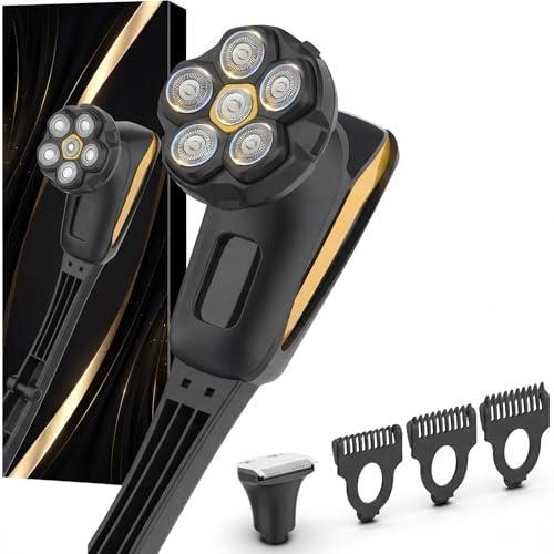 Back Shaver for Men: Electric Back Hair Trimmer with Foldable Ergonomic Handle, 6D 360° Floating Dual-Blade Head, Wet & Dry IPX6 Waterproof, Grooming Gift for Husband Dad Boyfriend