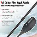 Full Carbon Fiber Kayak Paddle with Large Paddle Blade, 2-Piece, Floating Adjustable Kayak Paddles with Paddle Bag, 215-225 cm/85-89 Inches