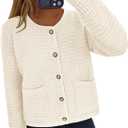 PRETTYGARDEN Women Knit Cardigan Sweaters Fall Fashion Long Sleeve Open Front Button Down Trendy Casual Jacket Winter Clothes (L)