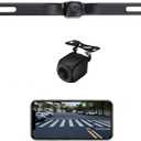 5G WiFi Wireless Backup Camera AHD 1080P License Plate Camera for iPhone iPad Android Smart Phones Clear Night Vision IP68 Waterproof Rear/Front View Reverse Camera for Sedans SUV MPV Van Pickup