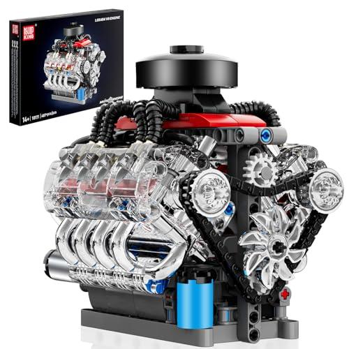 Mould King Mini V8 Engine Kits That Runs, Build Your Own Visible Car Motor, Physical Science Experiment Models for Teens, Best STEM Toy Gifts for 14+ and Adult 10171 (487 Pcs)