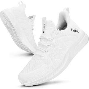 Feethit Womens Running Shoes Tennis Walking Shoes Slip on Sneakers Lightweight Gym Shoes for Workout Work Travel Athletic (6.5, White)