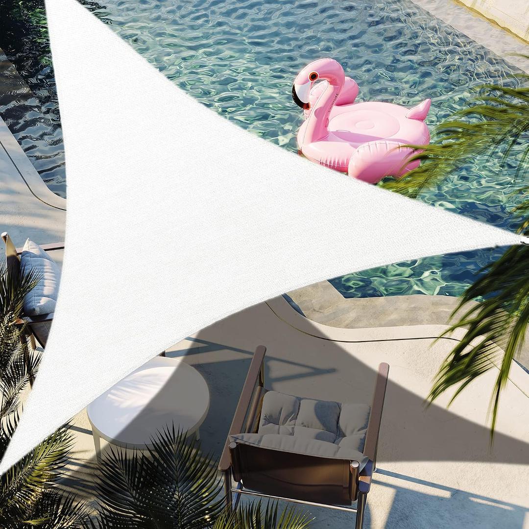 10' x 10' x 10' White Triangle Sun Shade Sail Canopy Durable Fabric UV Block Awning Custom