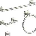 Brushed Nickel Bathroom Hardware Set 4 Pieces,Towel Bar Set Stainless Steel Wall Mounted, Includes 16In Hand Towel Bar, Towel Ring, Robe Towel Hooks,Toilet Paper Holder, Bathroom Towel Rack Set