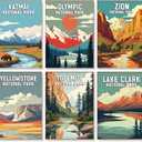 DIYGEMDOT 6 Pack DIY Paint by Numbers Kit for Adults & Beginners, National Park Scenery Easy Paint by Number Kits, 9.8 X 13.8 inches for Home Decor (Z005)