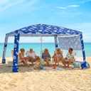 Zeraty Beach Cabana 8'×8', Portable Beach Canopy with Side Wall, UPF 50+ Silver-Coated B Each Tent Sun Shelter Easy Pop Up, Wind Resistant Adjustable Height Umbrella Tent for Family, Coastal