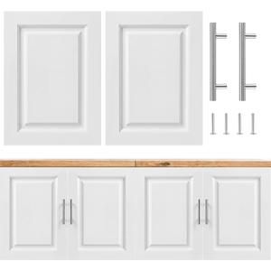 2 Pcs Built-in White Cabinet Doors White with Handles, 16.25 x 22.5 Inch