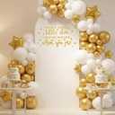 Moukeren Twinkle Twinkle Little Star Gender Reveal Arch Backdrop Cover 6.6 ft How We Wonder What You are Gender Reveal Baby Shower Party Supplies Photoshoot Backdrop (gold)