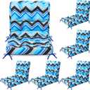 Hoteam 6 Set Patio Chair Cushions Outdoor 20 x 40 Inch High Chair Patio Cushion for Outdoor Furniture Waterproof Seat Rocking Indoor Thickened Pad(Geometric Style, Dark Blue)