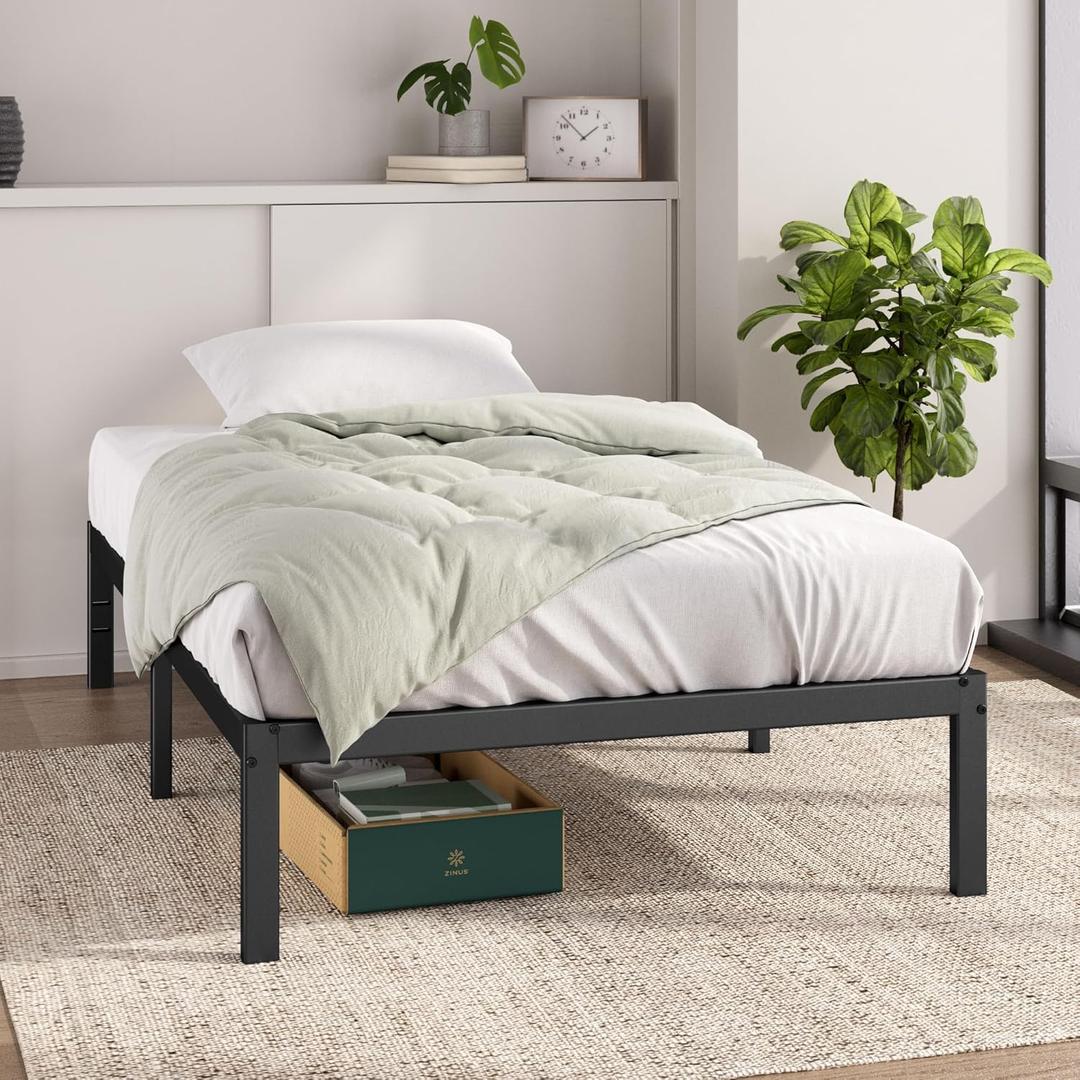 ZINUS 14 Inch Elias Metal Platform Bed Frame, Steel Support, No Box Spring Needed, Easy Assembly, Twin (Black)