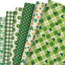 NinkyNonk 12 Sheets Retro Shamrock Gifts Wrapping Paper, 20 x 27in Watercolor Clover Plaids Coins Patterns Gift Wrap Paper for St. Patrick's Day Irish Party Supplies