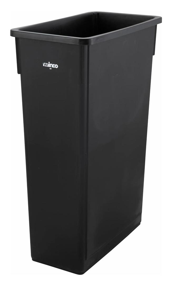 Winco Slender Trash Can, 23-Gallon, Black