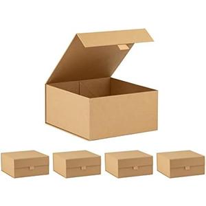 Amazon.com: Purple Q Crafts 5 Pack Brown Kraft Ribbed Hard Gift Box With Magnetic Closure Lid 8"x8"x4" Square Favor Boxes With Classy Ribbed Paper Finish : Health & Household