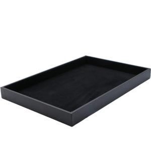 Black Velvet Stackable Jewelry Tray Showcase Display Stackable Necklace Bracelet Ring Showcase Display Empty Plate (Black-1 Pack)