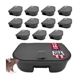 Exterminators Choice - 12 Pack Large Rat Bait Station Boxes with 1 Key - Heavy Duty Mouse Trap Poison Holder - Great for Catching Rats and Mice - Pest Control - Durable and Discreet