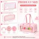 3 Piece Mahjong Storage Bag Set for American Mahjong, Clear Zippered Travel Organizer with Chenille Letter Patch for Tiles, Racks and Accessories, Portable Empty Carrying Case (Pink)