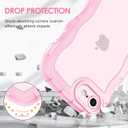 Anuck for iPhone SE Case 2022/2020, iPhone 8/7 Case Wavy Edge Clear Back Design, Anti-Slip Grip Cute Wave Curly Frame Shape Shockproof Soft TPU & Hard Bumper Protective Phone Cover, Clear Pink