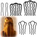 6pcs Combs, 3 Styles Black Alloy Teeth Hair Comb for Buns Stylish Updo Comb Hairstyle Accessories for Women