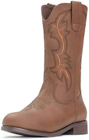IUV Cowgirl Boots Cowboy Boots For Girls Boys Kids Toddler Fashion Western Boots Mid Calf Riding Shoes Size 4