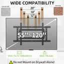 98 Heavy Duty 75 85 86 100 110 120 inch TV Wall Mount Slim Extra Large Screen Recessed for Flat and Curved, Extended Arm Swivel Mount, Max VESA 1000x600mm, Up to 176.4lbs