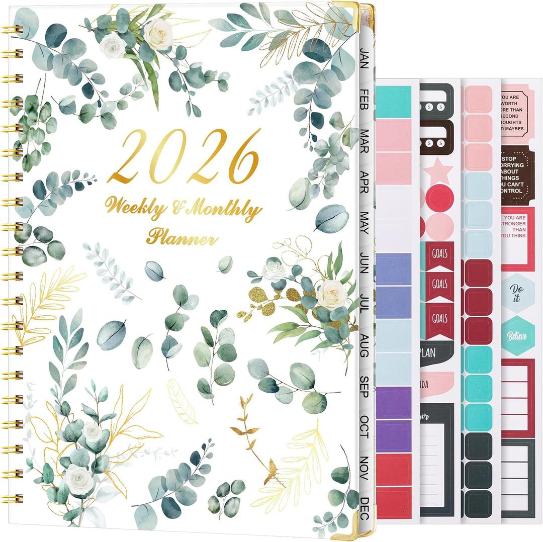 VINTS 2026 Planner,8.5x11 Large Weekly and Monthly Planner,Jan 2026-Dec2026 12 Months Weekly Planner with stickers,Hardcover Agenda Planner for Women,Girls,Home,Office