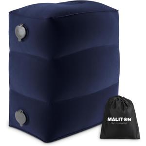 Maliton Inflatable Travel Foot Rest Pillow, Kids Airplane Bed, Adjustable Height Leg Pillow for Air Travel, Make a Flat Bed for Kids and Toddlers, Great for Airplane, Train, car Blue, 1 Pack