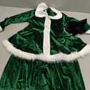 Kid Little Girls Christmas Outfit Santa Claus Velvet Lapel Long Sleeve Dress Princess Party Layered Dresses with Belt (Green, 3-4 Years)