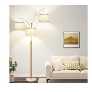 Nintiue Dimmable Floor Lamp - 3 Lights Gold Arc Floor Lamps for Living Room, 1000LM Modern Tall Standing Lamp with White Shades, Mid Century Tree Floor Lamp for Bedroom Office, 3 LED Bulbs Included