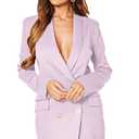 UNIQUE 21 Women Luxe Stain Breasted Asymmetric Blazer Dress - Ladies Elegant Casual Work Office Events Blazer Dresses Lilac, M