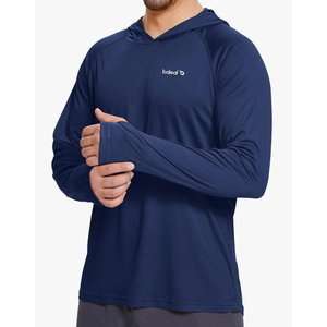 baleaf Men's Sun Protection Hoodie Shirt UPF 50+ Long Sleeve UV SPF T-Shirts Rash Guard Fishing Swimming Lightweight, Size Large